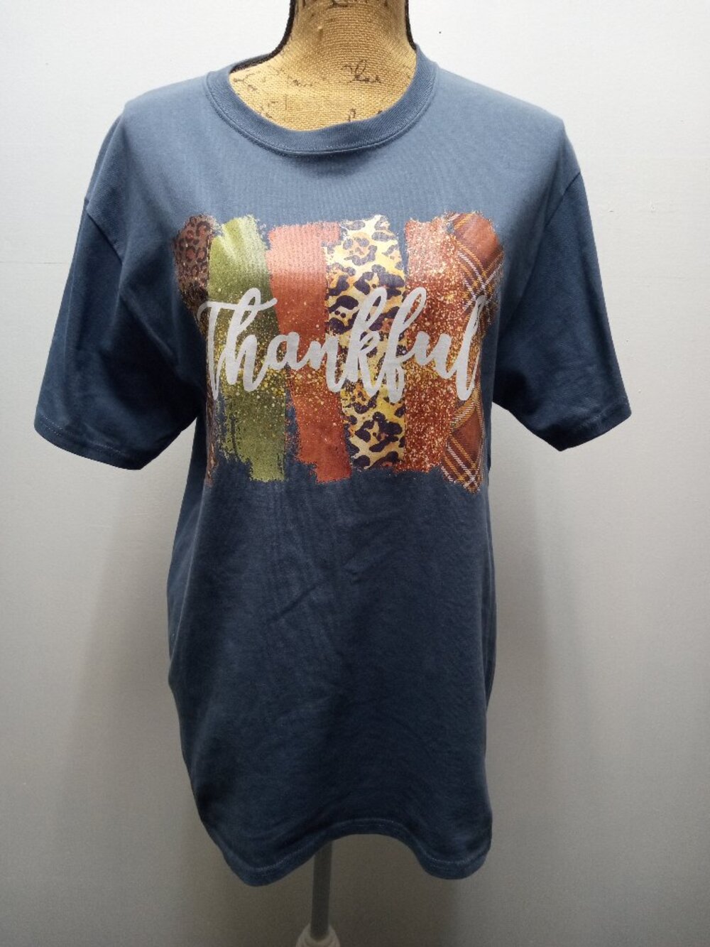 Port & Company Blue T-shirt THANKFUL